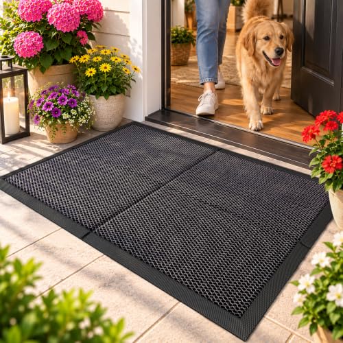 Front Door Mat Outside Entrance, Dirt Trapper Woven Mesh 20"x31" Grey - size: 20"x31"