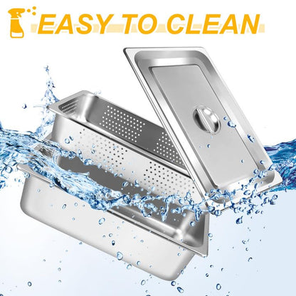 3 Pack Full Size 4 Inch, 6 Inch Hotel Pan with Lid Perforated Steam Table Pan Chafing Pans Steam Table Tray Stainless Steel Restaurant Supplies for Buffets Catering Commercial Kitchen - size: 6 inch