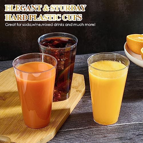 FOCUSLINE 100 Pack 16 oz Large Clear Plastic Cups, Disposable Drinking Cups - color: 16 oz Clear