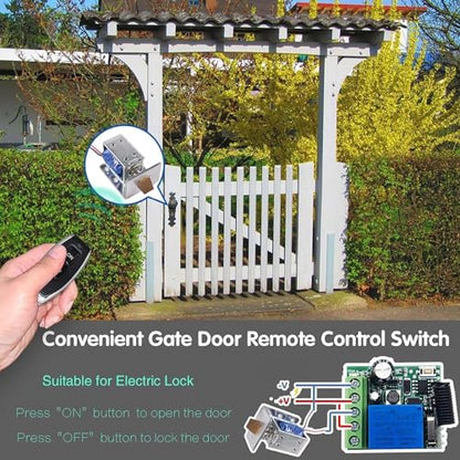 QIACHIP DC 5V 9V 12V 24V 48V Wireless Remote Switch 433Mhz 1-Channel Relay Receiver with 1 Transmitter for Door Access Controls - style: 1 receiver + 1 transmitter