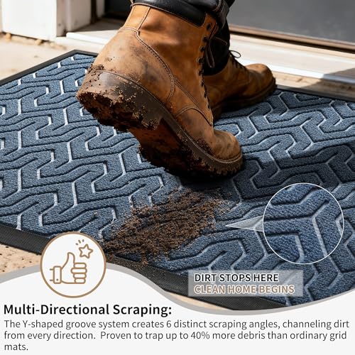 Yimobra Large Indoor Outdoor Mats for Front Door, Blue, 36x24 - color: Blue, size: 36x24 Inch