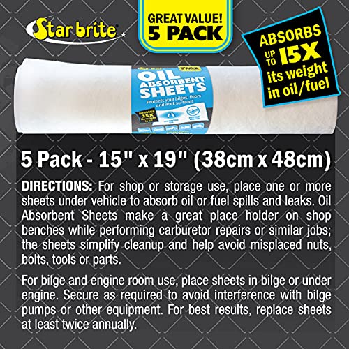 STAR BRITE Bilge Oil Pads - Absorbs Oil, Repels Water - color: 5 Pack