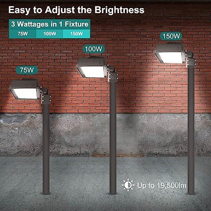kadision 150W LED Flood Light, Dusk-to-Dawn Photocell, Slip Fitter Mount - size: 150W
