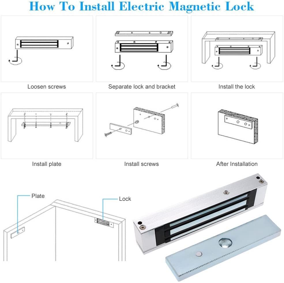 Electromagnetic Lock 280KG 600LBS Holding Force Electric Magnetic Door Lock 12V Fail Safe NC Mode for Access Control System - color: 600LBS Lock