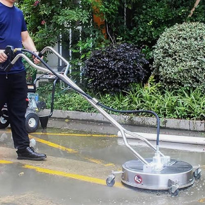 Hourleey 20" Pressure Washer Surface Cleaner with Dual Handles, Stainless Steel Surface Cleaner with 4 Wheels for Driveways, Pathway, Sidewalks, Patios, Decks, 4500 PSI with 3/8" Quick Connector Kit - size: 20 Inch