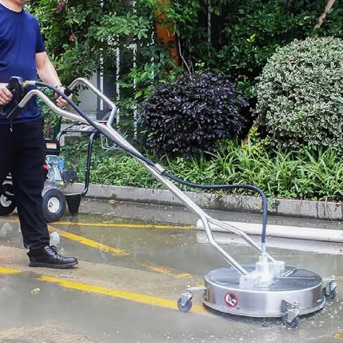 Hourleey 20" Pressure Washer Surface Cleaner with Dual Handles, Stainless Steel Surface Cleaner with 4 Wheels for Driveways, Pathway, Sidewalks, Patios, Decks, 4500 PSI with 3/8" Quick Connector Kit - size: 20 Inch