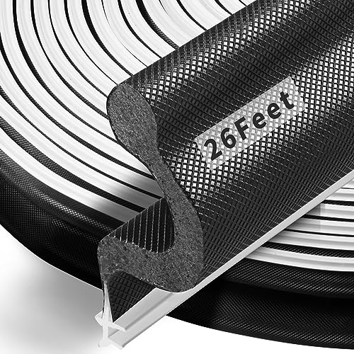 26 Feet Long Reach Door Weather Stripping Door Seal Strip, New Upgraded V-Shaped Replacement Kerf Weather Stripping for Door Frame Door Insulation, Easy Cut to Size(Black) - color: Black, size: 26 Ft