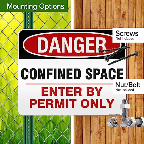 Danger Confined Space Enter By Permit Only Sign, 24x30 Inches, 3M EGP - size: 24x30 - Aluminum Reflective