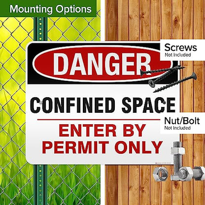 Danger Confined Space Enter By Permit Only Sign, 24x30 Inches, 3M EGP - size: 24x30 - Aluminum Reflective