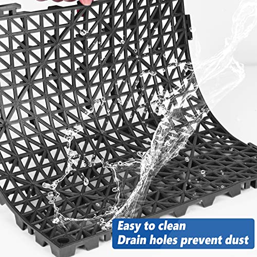 ToLanbbt Modular Interlocking Cushion 12P 11.8" x 11.8" Interlocking Rubber Floor Drain Holes Non-Slip Splicing Drainage Mats for Deck, Shower, Kitchen, Drain Pool, Sauna Bath, Indoor Outdoor (Black) - size: 12 PCS
