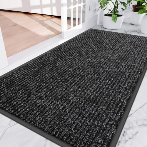 Amyracel Front Door Mat 3x10, Heavy Duty Waterproof Indoor Outdoor Doormat - color: Black Double Stripe, size: 10' x 3' (Rectangular)