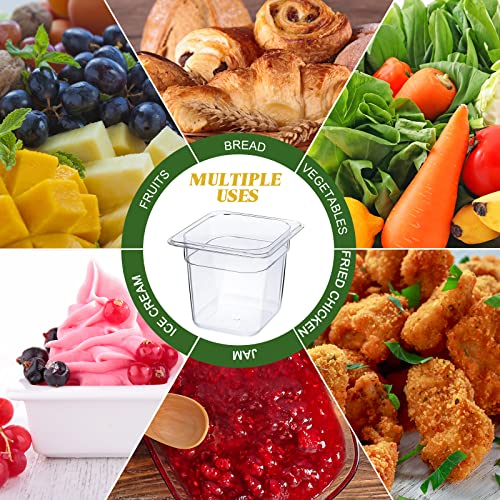 Yinder 12 Pcs 1/6 Size Clear Plastic Food Pans Stackable,6'' Deep - size: 6'' Deep