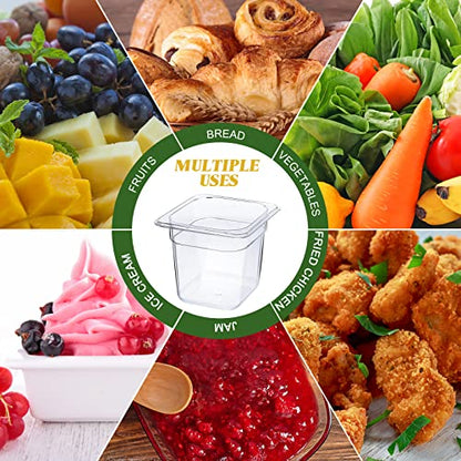 Yinder 12 Pcs 1/6 Size Clear Plastic Food Pans Stackable,4'' Deep - size: 4'' Deep