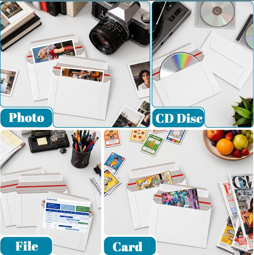 100 Pack Rigid Mailers 4.5x6.5 Inch Self Seal Document Mailers - size: 6.5x4.5" - Pack of 100