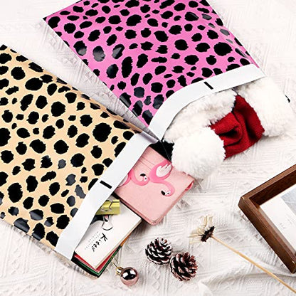 10x13 Inch Poly Mailers, 4 Colors Leopard Mix, 100 Pack Self Sealing - color: 4 Color Mix