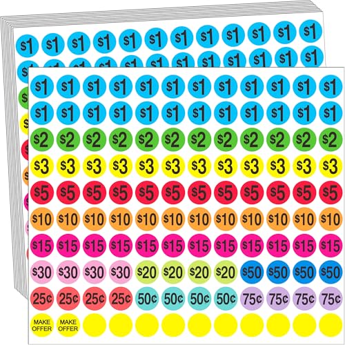 Garage Sale Price Stickers, 2040 Pcs Yard Sales Sticker 3/4" Tags Labels