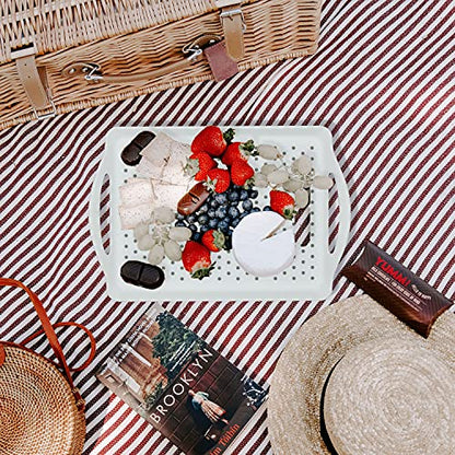 ECOIOU Non Slip Food Serving Tray with Handles, White - color: White