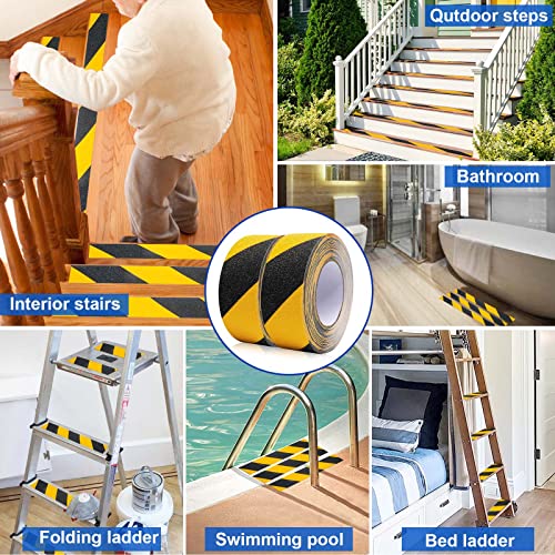 BOMEI PACK Anti Slip Traction Tape,2 Inch x 16.5 Ft,Heavy Duty Non Slip Tape,Grip Tape for Stairs, Tread Step, Indoor & Outdoor Use,Waterproof Stairs Non Skid Treads (Black & Yellow) - color: Black & Yellow