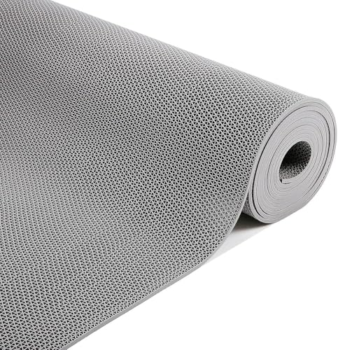 Thick PVC Drainage Floor Mat 1x4FT, Non Slip Flooring Mats Swimming Pool Bathroom Mat Anti-Fatigue Heavy Duty Commercial Floor Mats for Outdoor Balcony Garage Restaurant Sauna SPA, Grey - color: Grey, size: 1x4FT