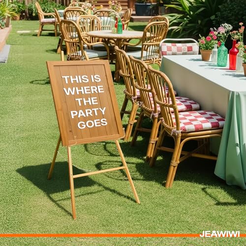 JEAWIWI Floor Easel Stand, Gold, 4-Tier Heavy Duty Metal for Wedding Sign