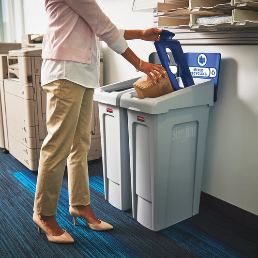 Rubbermaid Commercial Products Slim Jim 2-Stream Recycling Station - style: 2 Stream