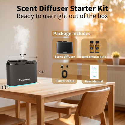 Smart Essential Oil Diffuser, Dual Scent Diffuser for Large Room