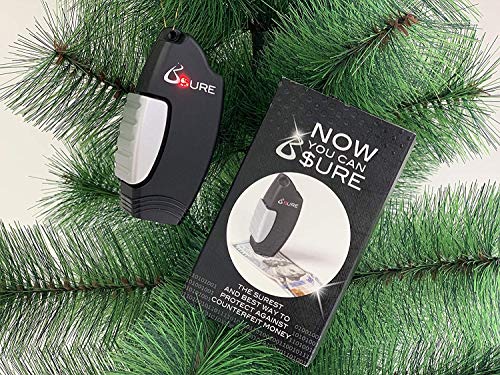 B$URE Portable Counterfeit Bill Detector - Pocket Size Fake Money Detector Perfect for Small Businesses and Restaurants – Gives Reliable Protection Against Fraud