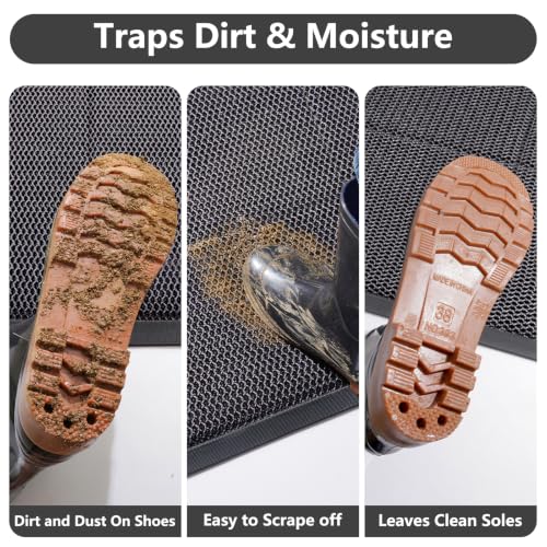 Front Door Mat Outside Entrance, Dirt Trapper Woven Mesh 24"x35" Grey - size: 24"x35"
