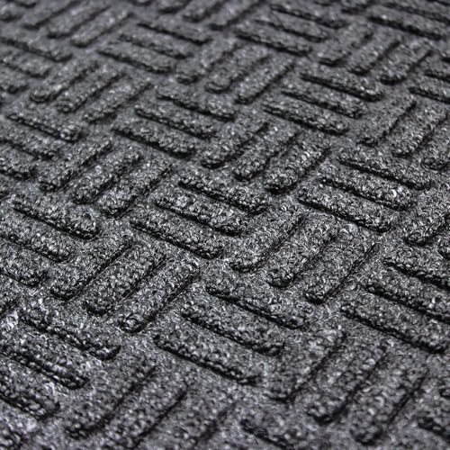 ULTRALUX Indoor Outdoor Rubber Scraper Door Mat, Non-Slip 24”x35” Dark Gray - size: 24” x 35”