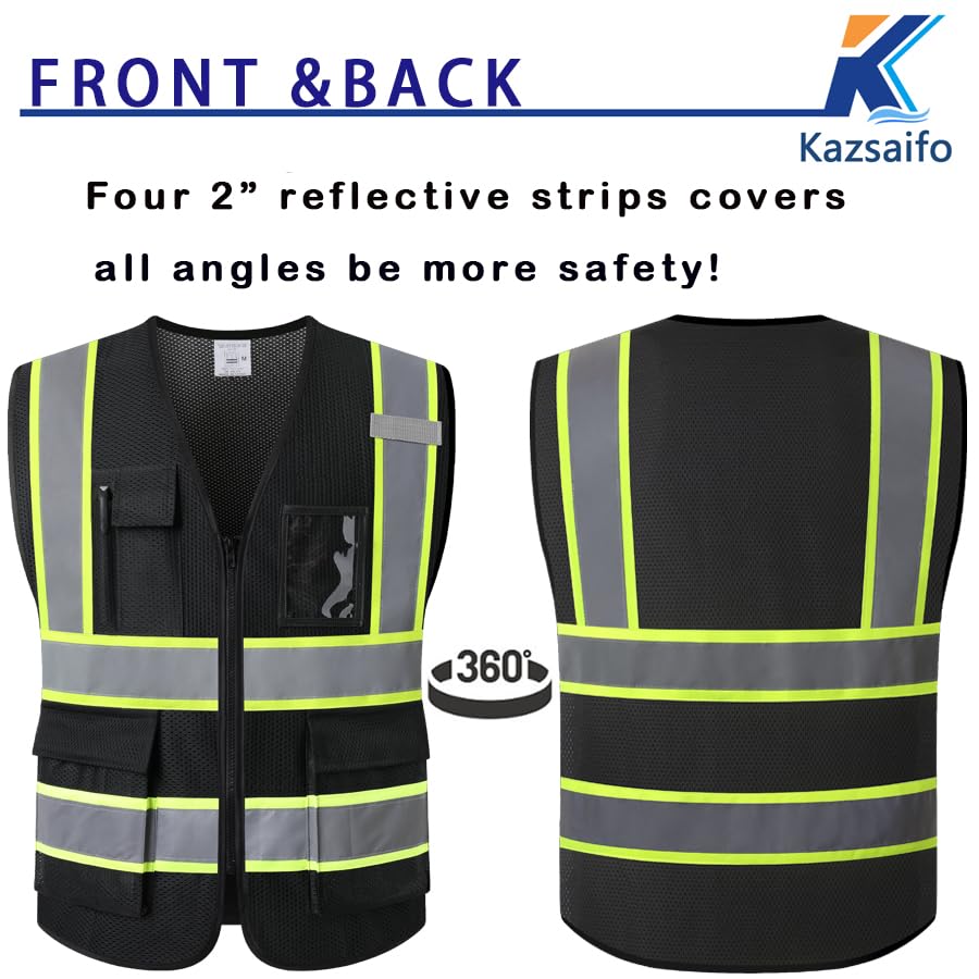 Hi Vis Reflective Safety Vest for Men Women,Meets ANSI/ISEA - color: Black, size: 3X-Large