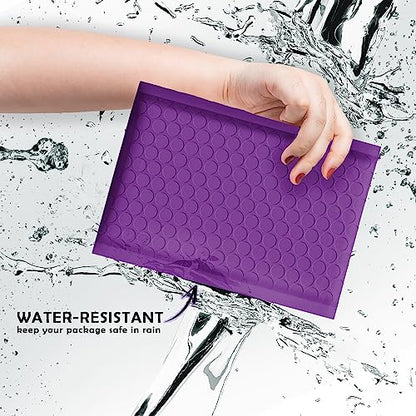 Yens Purple Poly Bubble Mailers 4x8 50 Pack Usable 4x7 - color: Purple, size: 4" x 8"