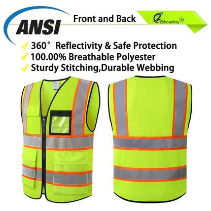 Hi Vis Reflective Safety Vest for Men Women,EKH1,Yellow,M - color: Ekhmesh-yellow, size: Medium