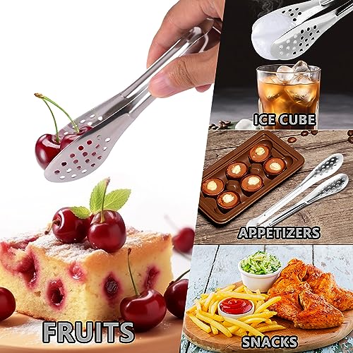 10PCS 5 Inch mini tongs Serving Tongs Small Kitchen Tongs Silver - size: 5 Inch