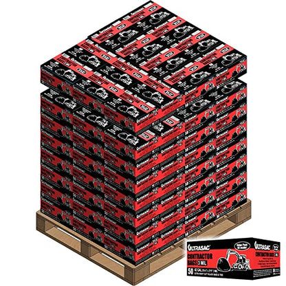 Ultrasac Contractor Bags, 42 Gallon, 32.75" X 47" - 3 MIL Thick Large Black Trashbags for Construction and Commercial use - (1 Pallet of 112 Cases, 5600 Bags Total), 50 Ct. (719963) - size: 1 Count (Pack of 5600)