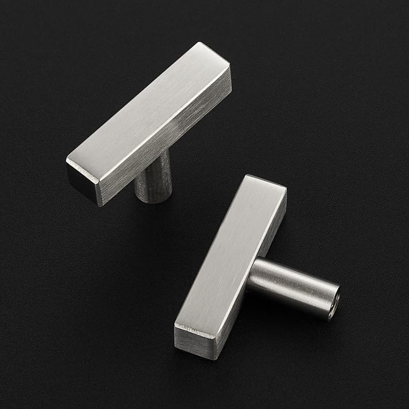 3 Pack Brushed Nickel Cabinet Knobs, 2in Length T-Square Bar Drawer Pulls - color: Brushed Nickel, size: 3 Pack, style: Sqaure Bar