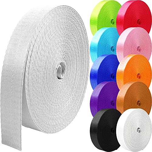 10 Yards Nylon Webbing 1 inch 1.5 inch 2 inch Webbing Nylon Strap Backpack Straps Belt, 10 25 50 3.3 Yards Webbing - color: White, size: 2 inch-3.3 yards