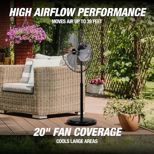 OEMTOOLS 44887 Adjustable 20 Inch Oscillating Pedestal Fan 3,320 CFM - size: New 20 Inch