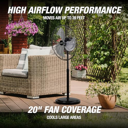 OEMTOOLS 44887 Adjustable 20 Inch Oscillating Pedestal Fan 3,320 CFM - size: New 20 Inch