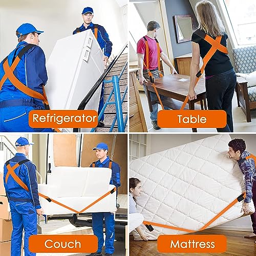 Moving Straps Adjustable, Furniture Moving Lifting Straps for 2 Movers，Shoulder Lifting System for Move Furniture, Appliances, Mattresses, Heavy Objects up to 800 lbs - color: Orange New
