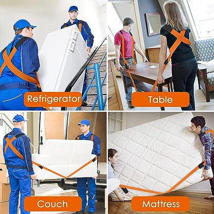 Moving Straps Adjustable, Furniture Moving Lifting Straps for 2 Movers，Shoulder Lifting System for Move Furniture, Appliances, Mattresses, Heavy Objects up to 800 lbs - color: Orange New