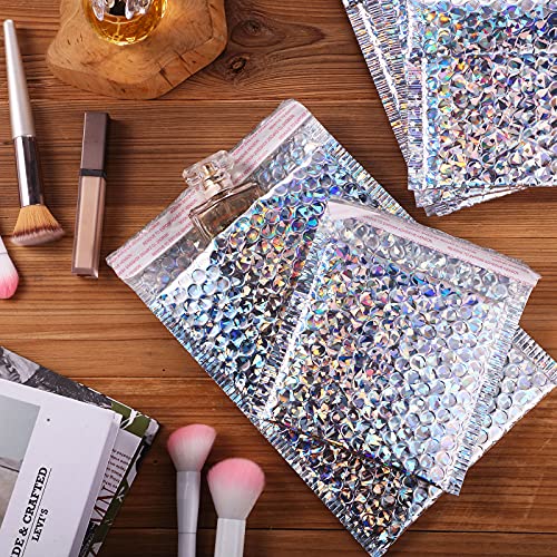50 Pcs Bubble Mailers 3 Sizes, Bubble Shipping Envelopes, Glitter Silver - color: Glitter Silver