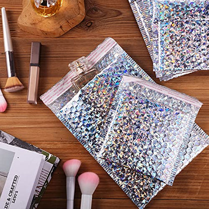 50 Pcs Bubble Mailers 3 Sizes, Bubble Shipping Envelopes, Glitter Silver - color: Glitter Silver