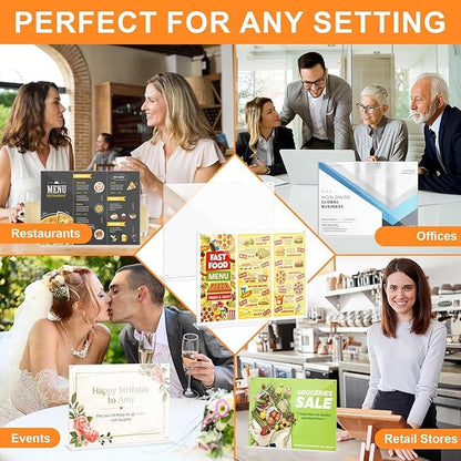 17x11 Acrylic Sign Holder Table Top with Magnetic Corners, 2-Pack – Quick Change Display Stand for Menus, Posters and Ads, Restaurant, Office, Events, Retail, Large Size