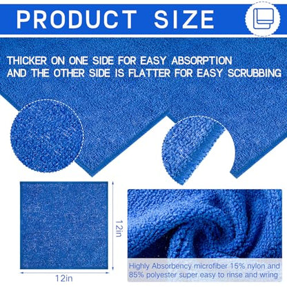 Macarrie 200 Microfiber Cleaning Cloths, 12 x 12 in, 200 GSM, Royal Blue - color: Royal Blue