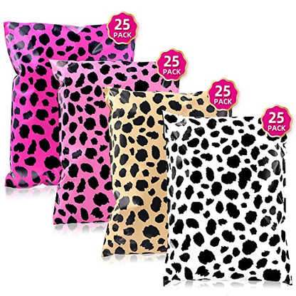 10x13 Inch Poly Mailers, 4 Colors Leopard Mix, 100 Pack Self Sealing - color: 4 Color Mix