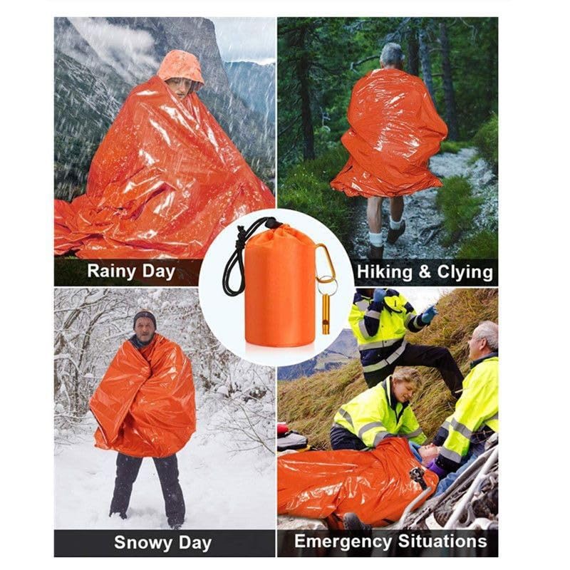 Emergency Sleeping Bag,PE Thermal Bivy Sack,Survival Tent Blanket for Camping Hiking,Lightweight Portable Outdoor Gear