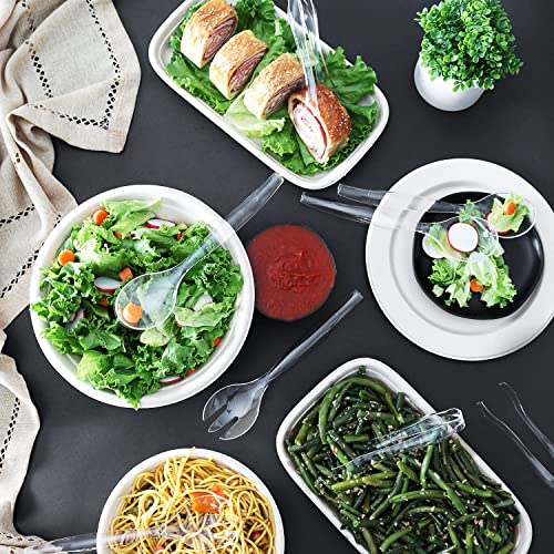 Heavy Duty Disposable Clear Plastic BPA Free Serving Tongs for Weddings, Catering, Food Service, Parties and More! (12)