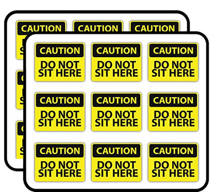 Caution Do Not Sit Here Sign Warning 2" 18 Pack Sticker for Scrapbooking Waterproof Vinyl Stickers for Water Bottle, Laptop & Phone Case