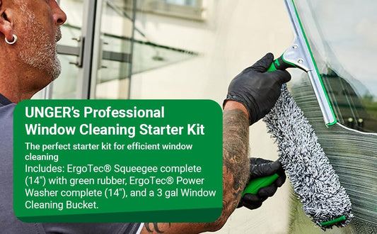 UNGER Commercial Window Cleaning Kit 3-in-1: Squeegee, Washer, Bucket
