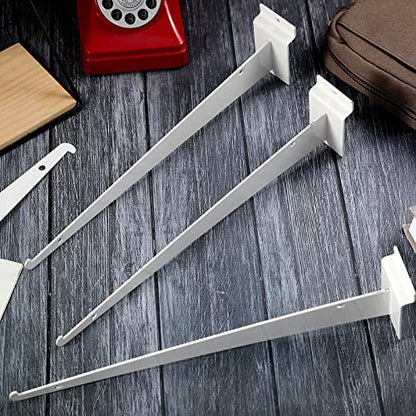 Oudain 30 Pcs 12" Slatwall Shelf Bracket with Lip Metal, White - color: White